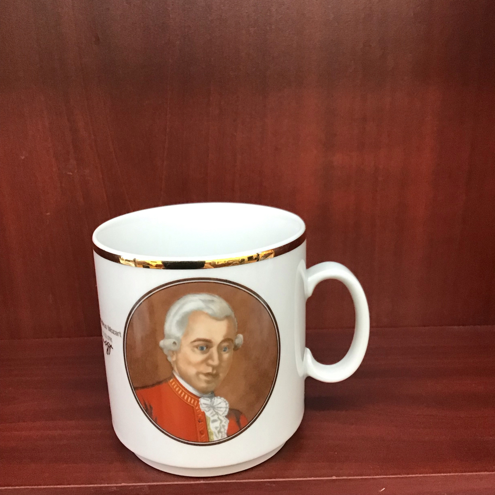 Wolfgang Amadeus Mozart Porcelain‎ Mug Gold Rim Handarbeit TK Germany Rare